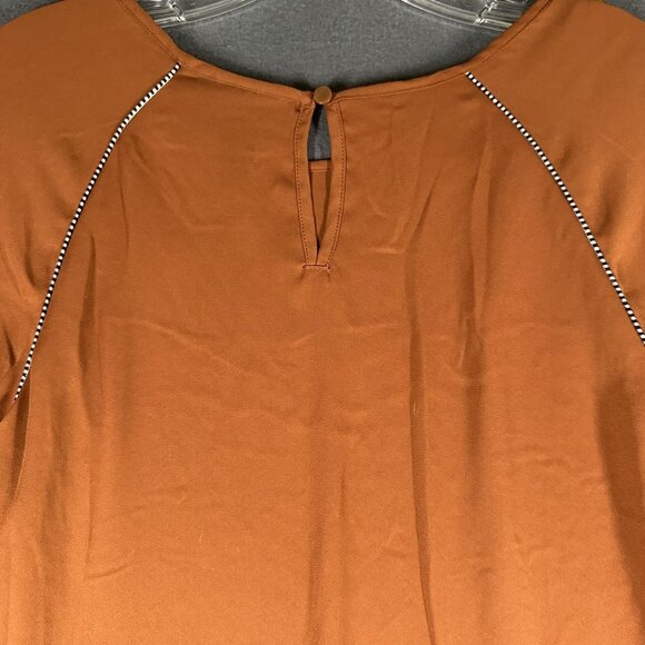 Worthington Top Womens Small Brown Flowy Sleeve Blouse Polyester Extra Detail - Picture 10 of 10